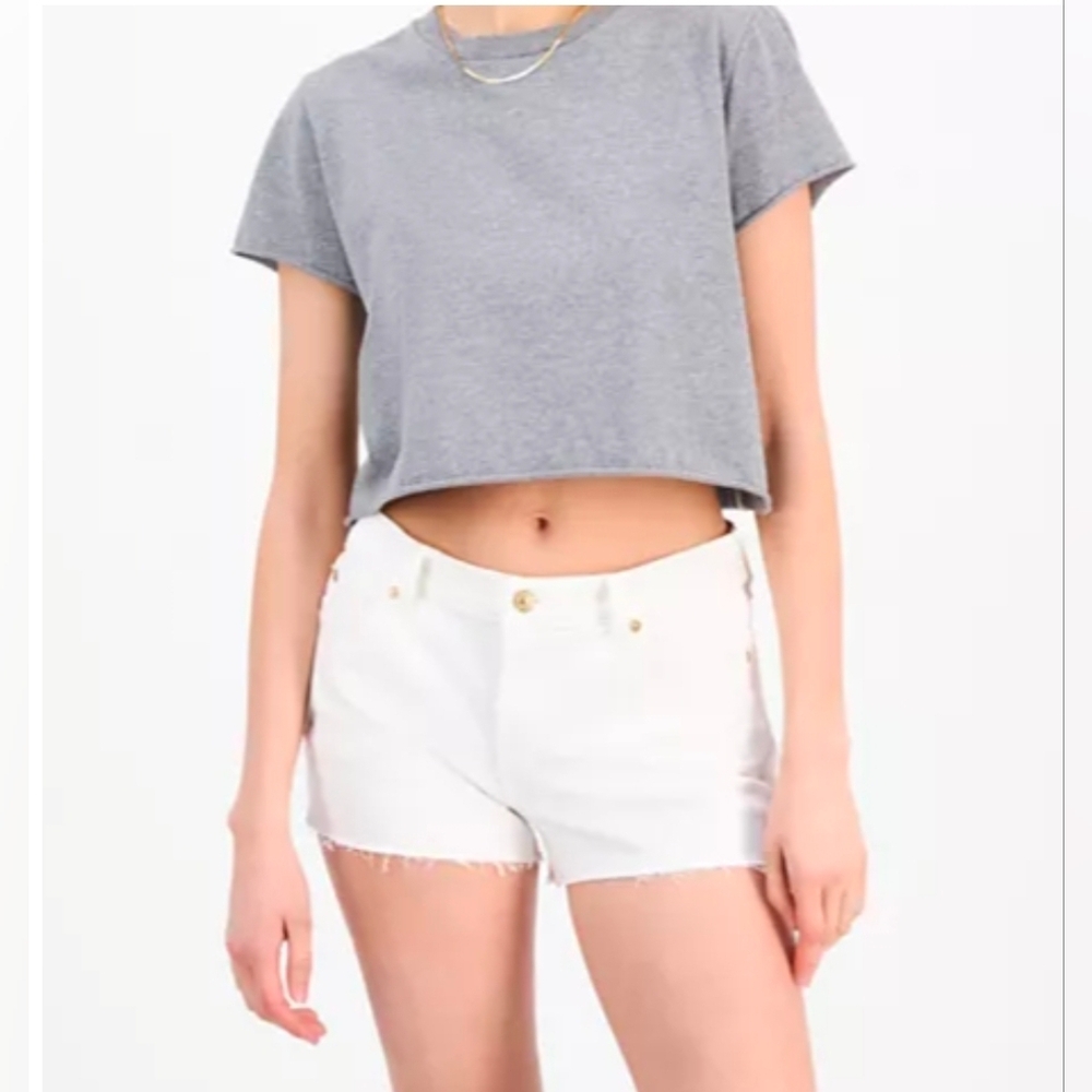 7 For All Mankind Womens White Mid-Rise Cut-Off Denim Shorts Size 29 NWT
